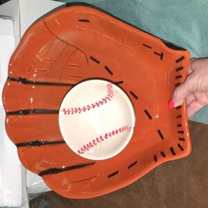 Ceramic Baseball Glove/Ball Chip & Dip Set